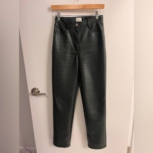 Olive green Aritzia faux leather pants